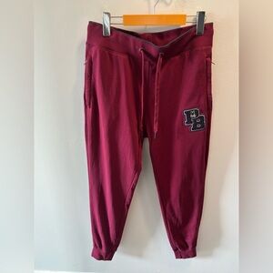 Psycho Bunny Joggers Sweatpants Mens Small Maroon Pull-On 100% Cotton Casual